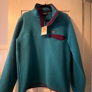 Patagonia Blue Fleece with Dark Purple Trim - NWT